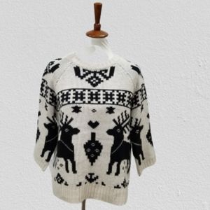 H&M White & Black Wool Fairisle Sweater